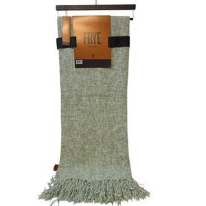 FRYE Fringe Oversized Throw Blanket 50 x 70" Marbled green NWT